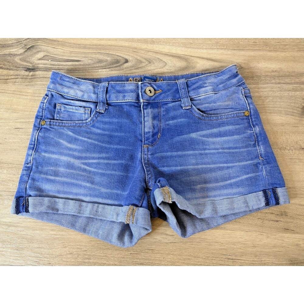 Arizona Juniors Size 1 Blue Jean Shorts Denim Low Rise Hot Pants Medium Wash